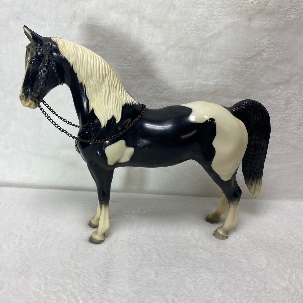 VTG Breyer Western Pinto Horse #55 Black White Paint Horse Bridle